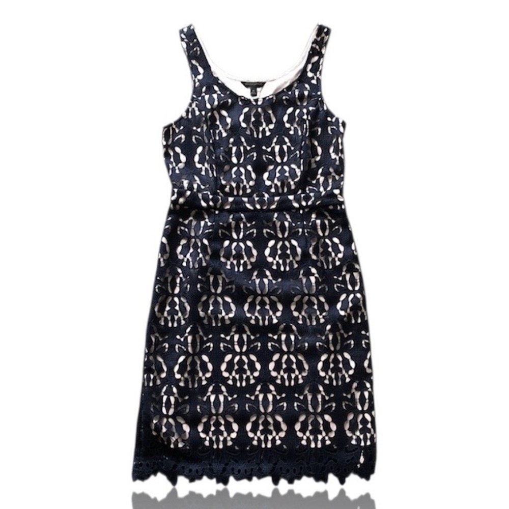 Banana Republic Dark Navy Crochet Sleeveless Midi Dress Size 10